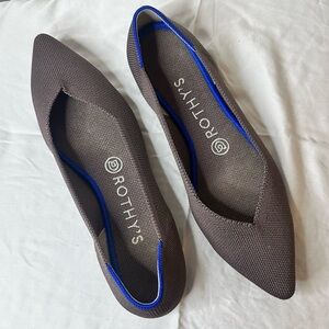Rothy's Brown Flats with Blue Trim